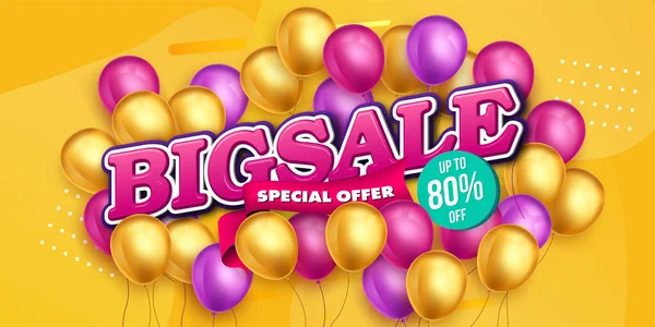 Sale Banner Template Design Balloon Big Sale Special Super Sale — Stock Vector
