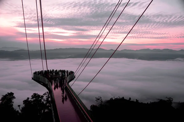 Herrlicher Blick Von Der Turmspitze Des Aiyerweng Skywalk Betong Bang Stockbild