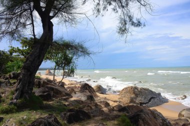 Ao Manao Beach Part of Ao Manao-Khao Tanyong National Park,the beautiful white sandy beaches and overlapping rocky seashores, Narathiwat Province, South of Thailand