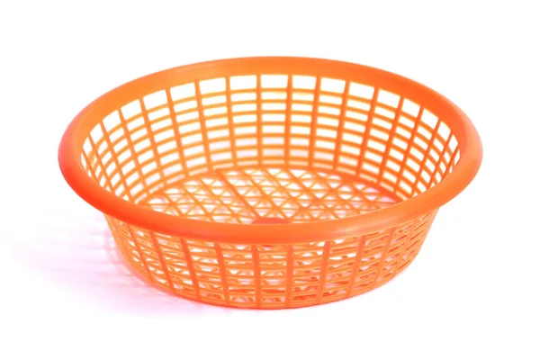 Πορτοκαλί Στρογγυλό Πλαστικό Καλάθι Σημειώστε Επιλέξτε Εστίαση Ρηχό Βάθος Πεδίου — Φωτογραφία Αρχείου