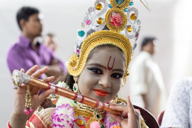 Lord Krishna stok fotoğraf giyinmiş çocuk