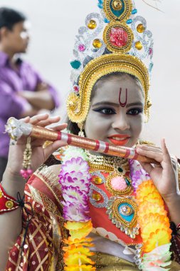 Lord Krishna stok fotoğraf giyinmiş çocuk