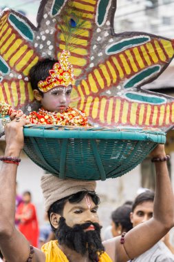 Lord Krishna stok fotoğraf giyinmiş çocuk