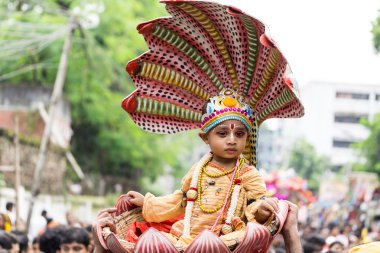 Lord Krishna stok fotoğraf giyinmiş çocuk