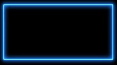 Glowing Neon Blue Frame on Black Background