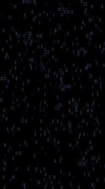 Siyah bir zemin üzerine yayılmış, parlak mor karelerin soyut dijital şablonu, teknoloji, veri ve geleceksel tasarım çağrıştırıyor..