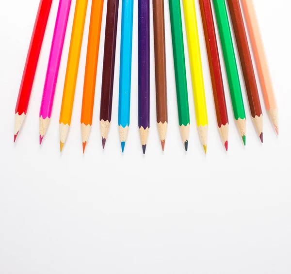 Colored pencils on white background. — Stock Photo, Image