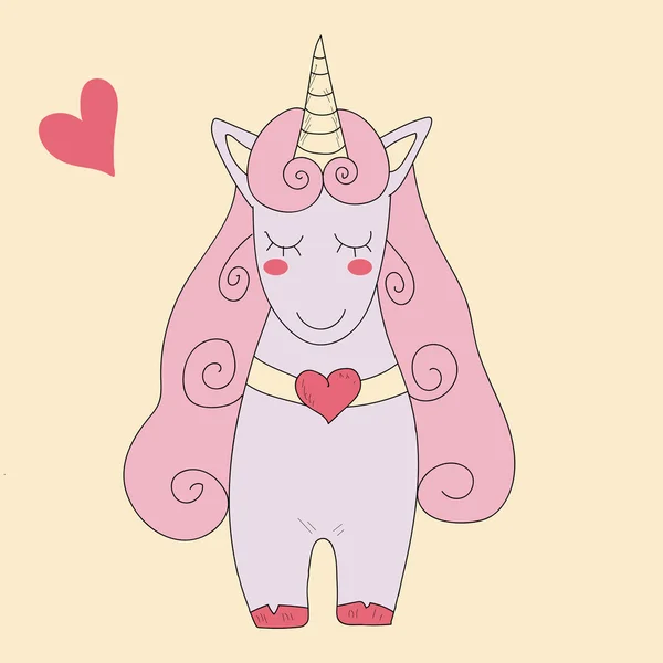 Söta unicorn prinsessa vektor kort — Stock vektor