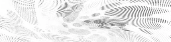 Patrón Semitono Ligero Monocromo Abstracto Líneas Curvas Ilustración Vectorial Panorámica — Vector de stock