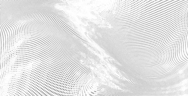 Patrón Semitono Ligero Monocromo Abstracto Líneas Curvas Ilustración Vectorial Panorámica — Vector de stock