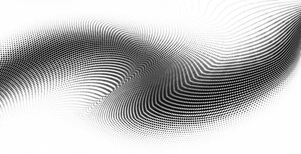Αφηρημένο Μονοχρωματικό Σχήμα Grunge Halftone Καμπυλωτές Γραμμές Ημιτονική Πανοραμική Διανυσματική — Διανυσματικό Αρχείο