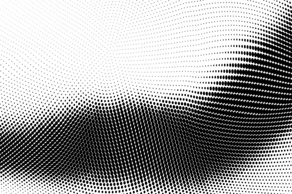 Patrón Semitono Grunge Monocromo Abstracto Líneas Curvas Ilustración Vectorial Medio — Vector de stock