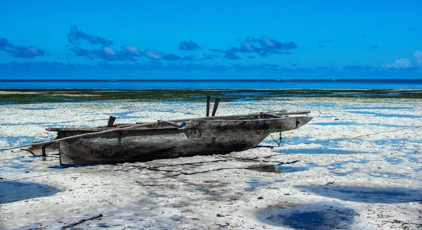 Vieux Bateau Pêche Bois Dans Océan Indien Large Zanzibar — Photo