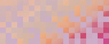 Soyut pastel çok renkli arkaplan, eğimli kareler ve kumlu dokular. Geniş banner geometrik tasarım modern yaratıcı projeler ve dijital kullanım için mükemmel.