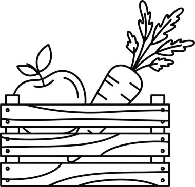 Tahta sandıkta taze elma ve havuç tasviri