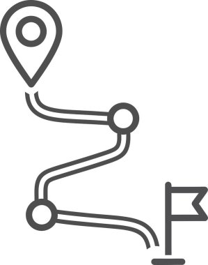 Hedeflenen iğne ve bayrak ile başarıya giden yolun çizimi