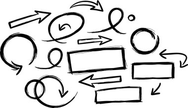 Bilgi için el çizilmiş oklar ve dikdörtgenlerin çizimi