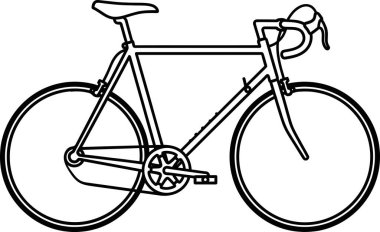 Yol bisikleti tasviri, klasik bir yarış motoru taslağı.