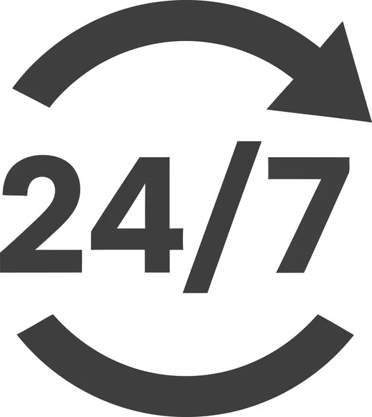 247 servis simgesinin gösterimi, 24 saat kullanılabilirliği temsil ediyor