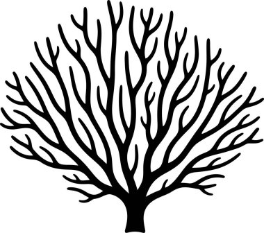  Dalları karışık, çıplak bir ağacın siluetinin tasviri