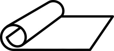 Beyaz arkaplanda siyah ana hatlarla izole edilmiş malzeme veya kumaş rulosu tasviri