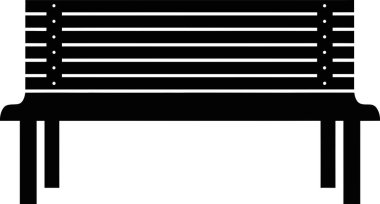 Illustration of black and white illustration of a park bench isolated on white background