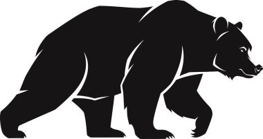 Bold black bear silhouette walking