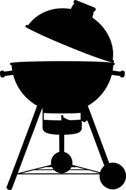 Kapağı beyaz arkaplanda izole edilmiş bir kömür ızgarasının silüeti.