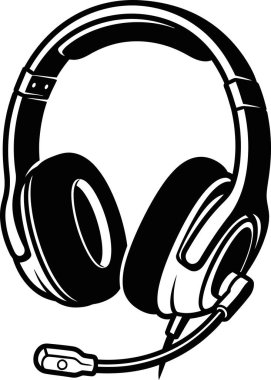 Mikrofonlu siyah-beyaz oyun kulaklıkları tasviri