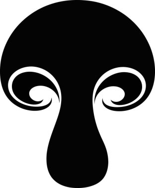 Beyaz arka planda izole edilmiş siyah mantar silueti tasviri