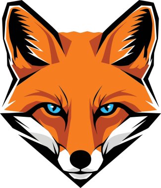 Tilki kafası logosu tasviri modern ve minimalist bir tasarım üzerine izole edilmiştir.