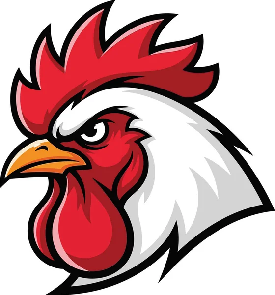 Saldırgan horoz kafasının görüntüsü, çizim tarzında izole edilmiş.