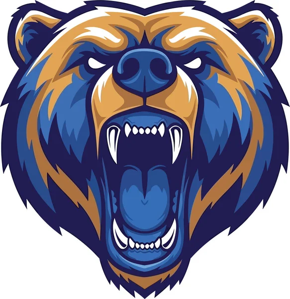 Kükreyen ayı başı illüstrasyonunun resmi logo veya maskot için izole edildi