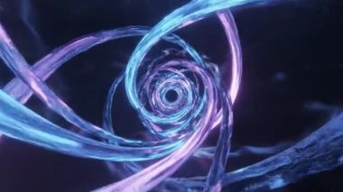 Soyut Parlayan Neon Çizgileri 3 Boyutlu Boşlukta Hareket Ediyor