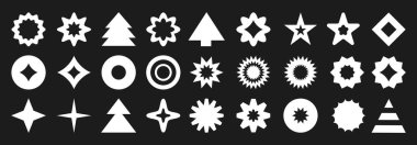 Monokromatik Tatil ve Kış Geometrik Simgeleri Koleksiyonu