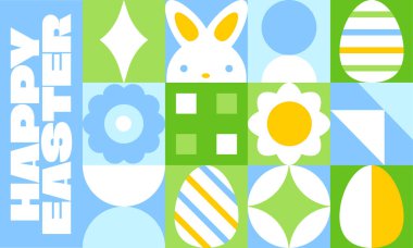 Mutlu Paskalya Geometrik Bahar Kutlama Kartı