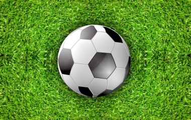 soccer field and ball top view background 3D illustration clipart