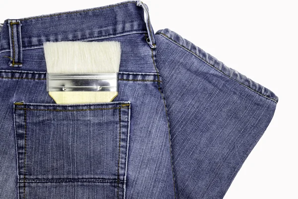 Chapin malowane na kieszeniach jeansów rzemieślników. — Zdjęcie stockowe