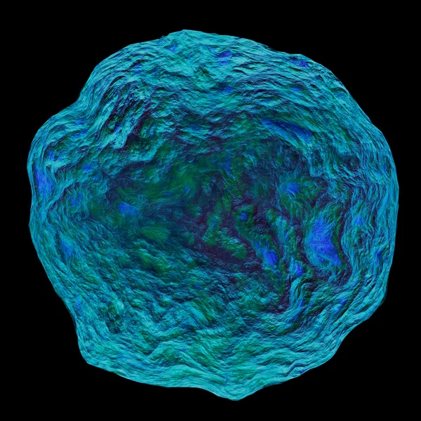 3D вірус бактерій у випадковому кольорі ізольований на чорному тлі — стокове фото