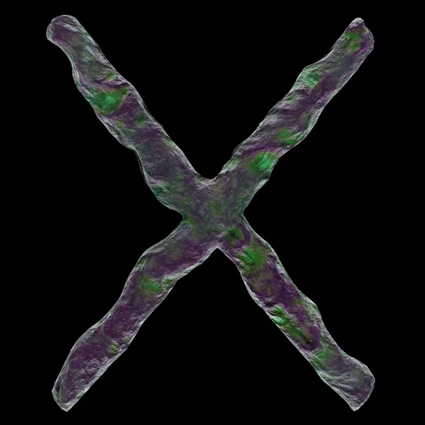 Rendering 3D Cromosoma X a colori casuali sullo schermo nero — Foto Stock