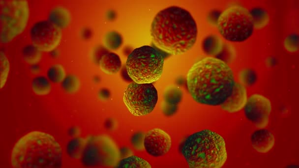 3d hacer bacterias virus o microorganismos gérmenes células bajo el microscopio — Vídeos de Stock