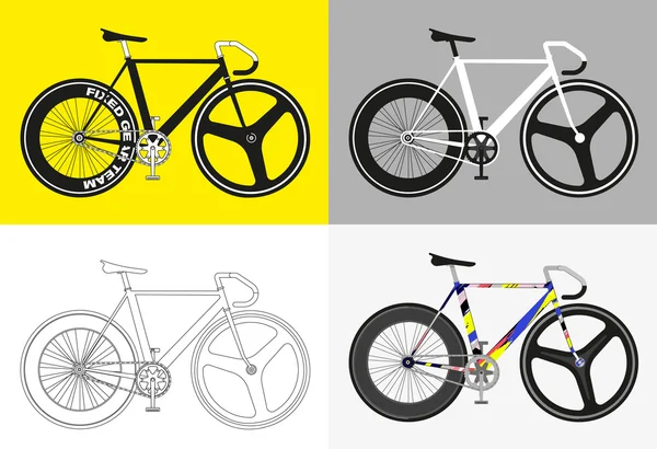 Flat fixed gear fiets vectorillustratie — Stockvector