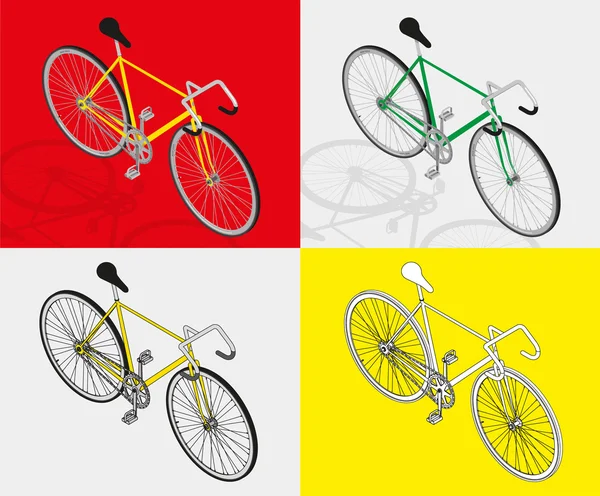 Izometrik sabit vites bisiklet vektör illustratio — Stok Vektör