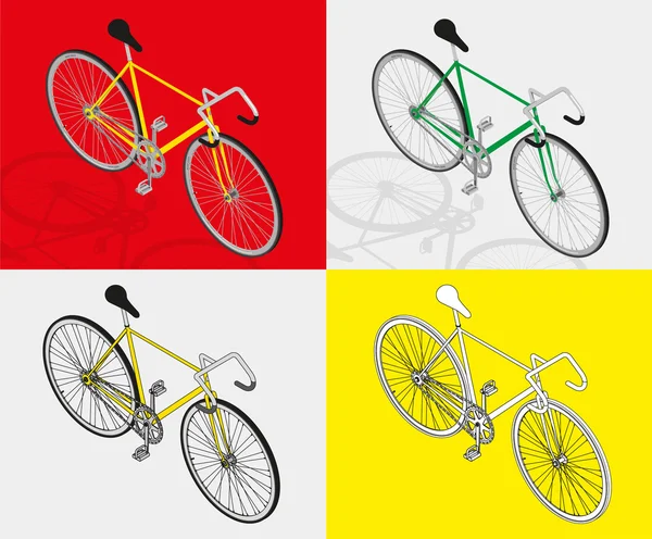 Ilustración isométrica vector bicicleta engranaje fijo — Vector de stock