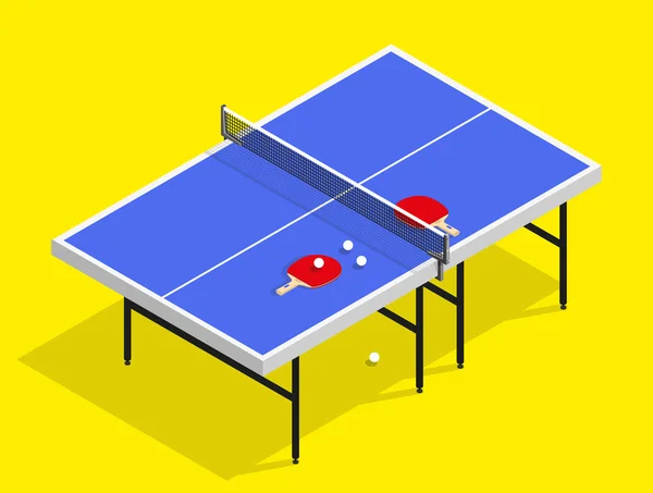 Ping pong isométrico bodegón ilustración raqueta de tenis de mesa — Vector de stock