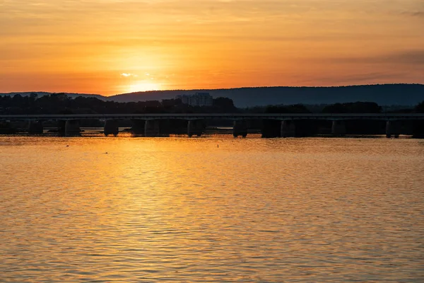Una Puesta Sol Sobre Río Susquehanna Harrisburg — Foto de Stock