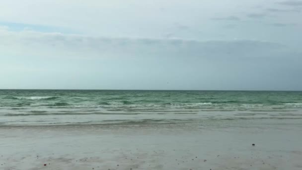 Kumlu Sahilde Okyanusun Kenarında Rahatlatıcı Bir Gün — Stok video