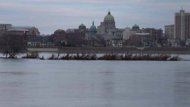 Harrisburg Pensilvânia Janeiro 2021 Uma Vista Capital Estado Harrisburg Através — Vídeo de Stock