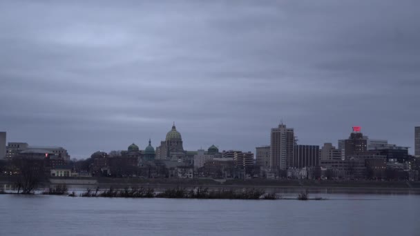 Harrisburg Pensilvânia Janeiro 2021 Uma Vista Capital Estado Harrisburg Através — Vídeo de Stock