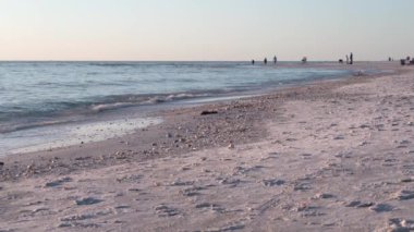 Güneşli bir günde kumlu sahilde dalgaların güzelliği.